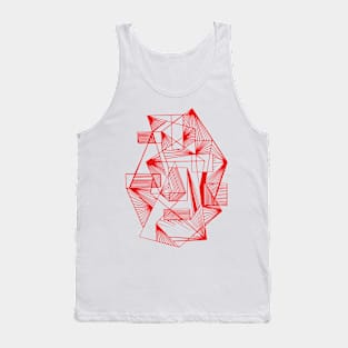 Red Geometric abstract lineart Tank Top